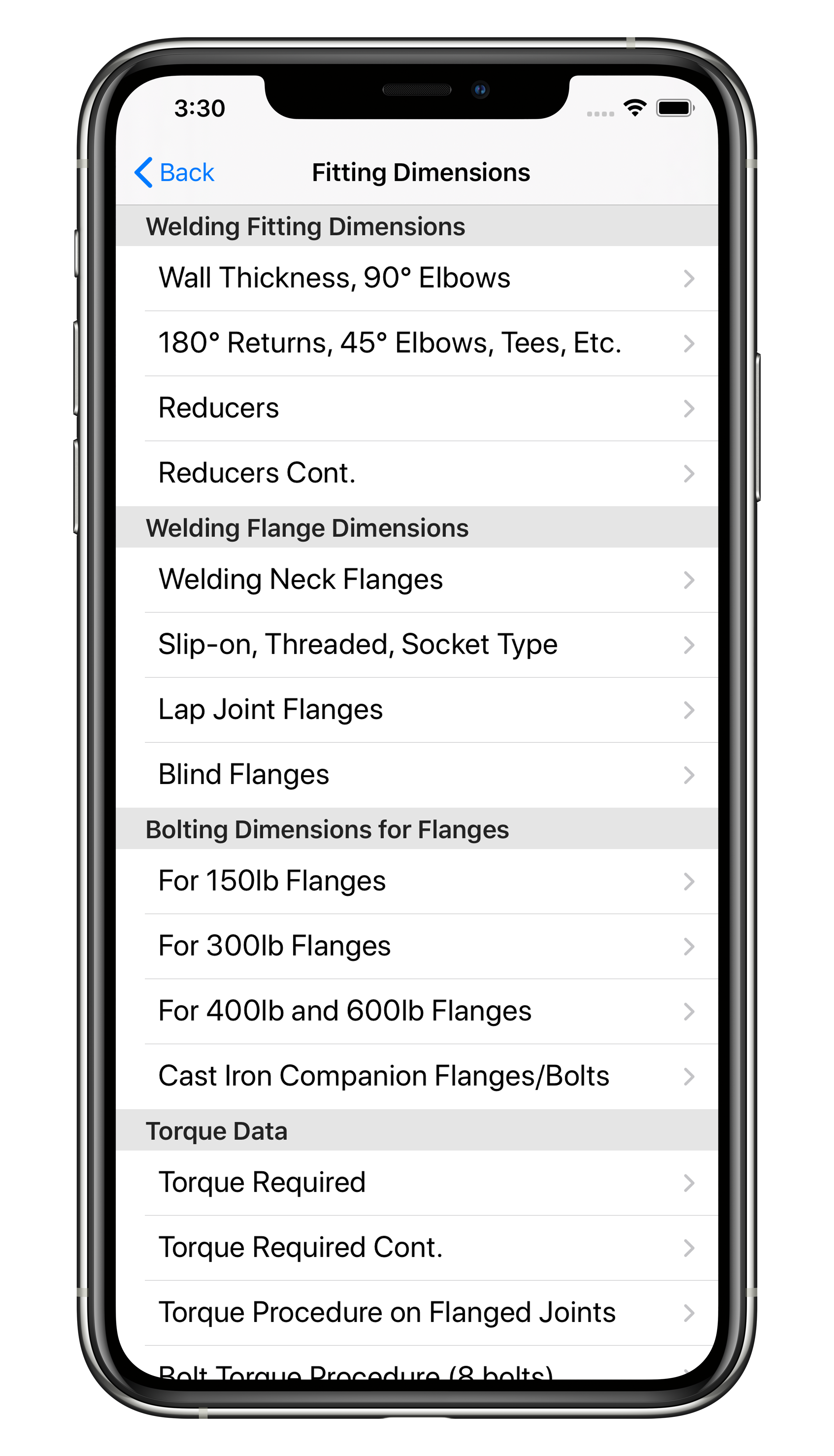TUBE TURNS App Pipe Fitter Screen